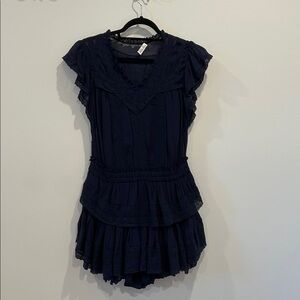 LoveShackFancy Navy Lace Ruffle Dress Sz XS
